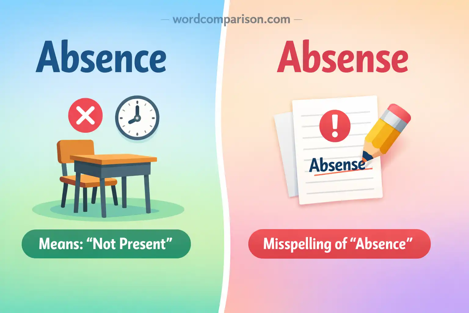 absence vs absense