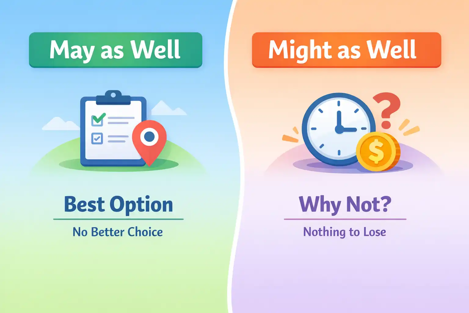 may as well vs might as well